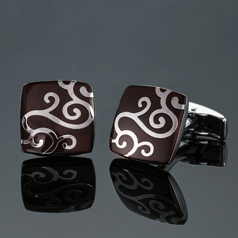 Rose Gold And Silver Pattern Cufflinks