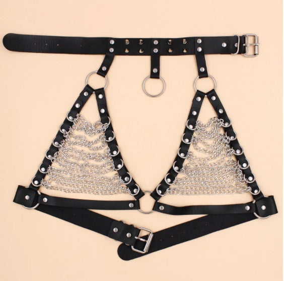 Pointed Rivet Collar Body Chain