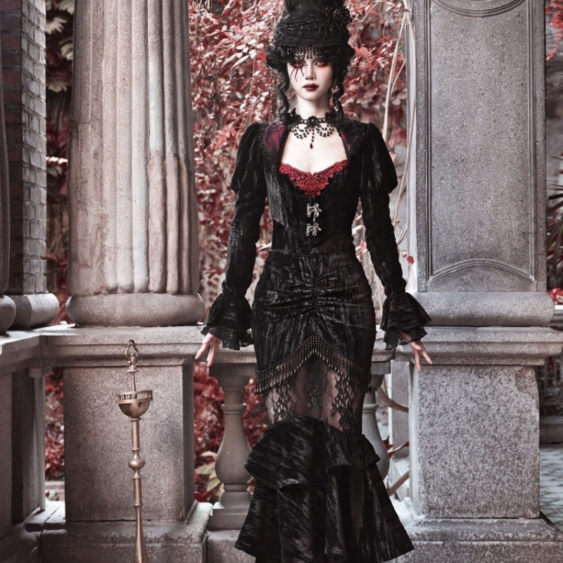 Gothic Velvet Cobweb Court Rococo Coat