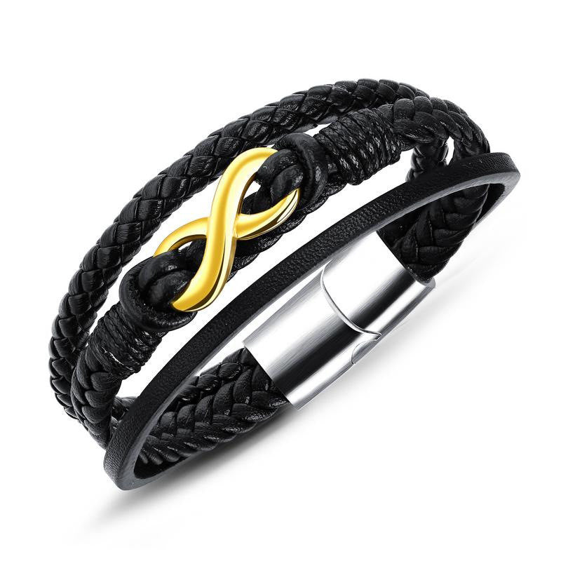 Braided infinity leather bracelet