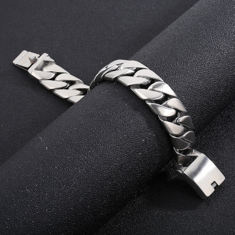 Titanium Steel Thin Cuban Link Chain Bracelet