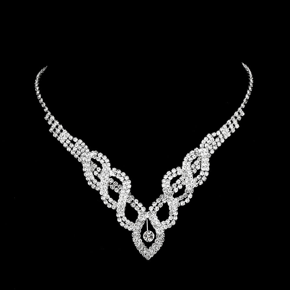 Rhinestone Necklace Three-piece Set