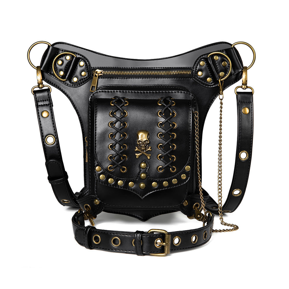 Skull Studded Biker Waist Bag