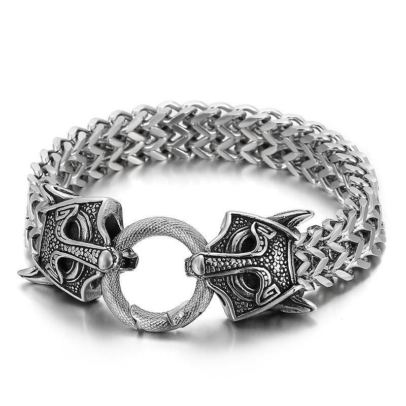 Wolf's Head Titanium Steel Bracelet