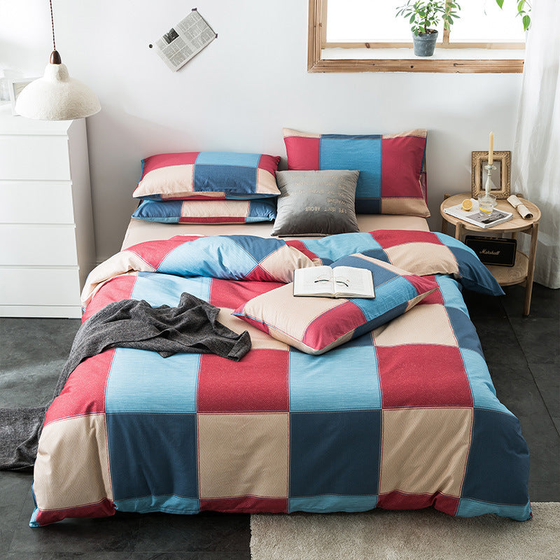 Checkered cotton bedding set