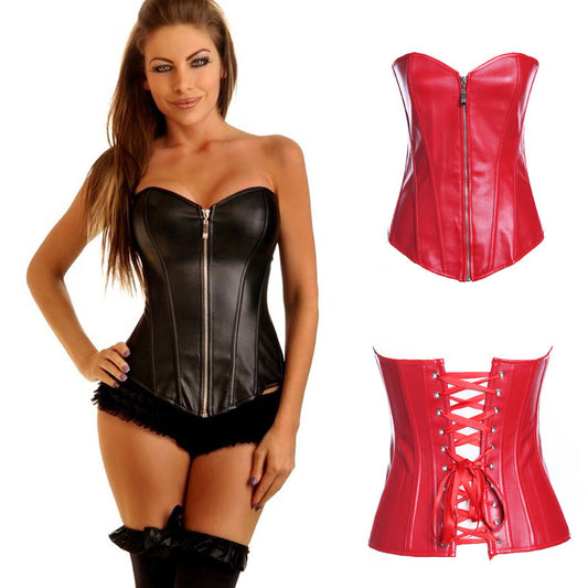 Court Zip-up Bodice Leather Style