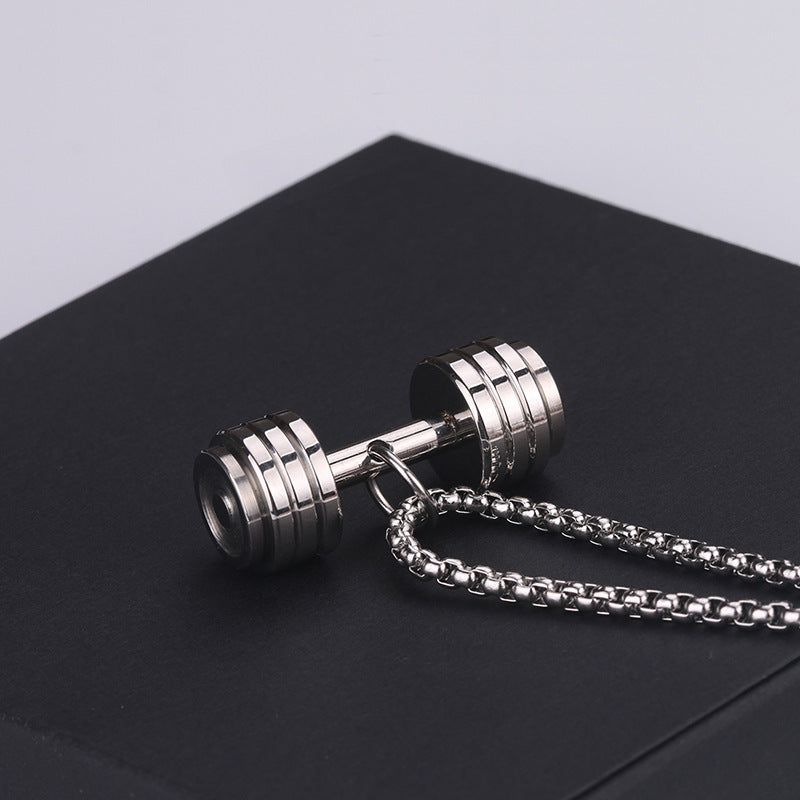 Titanium Steel Dumbbell Necklace