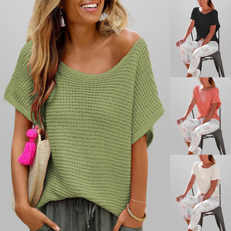 Round Neck Solid Color Sweater