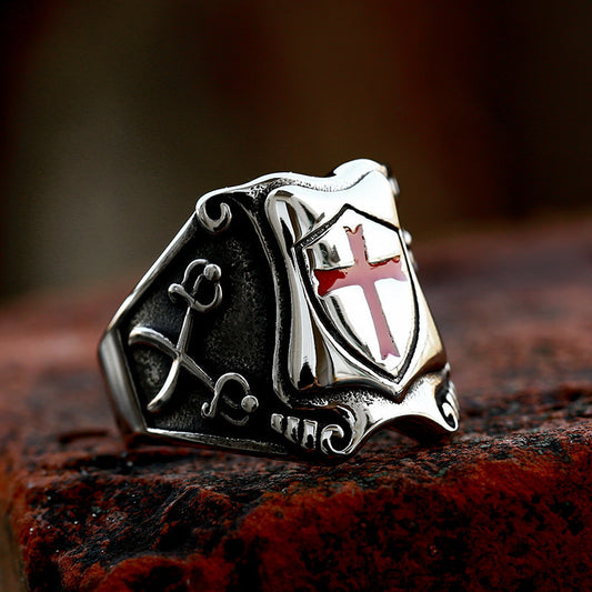 Stainless Steel Shield Cross Ring