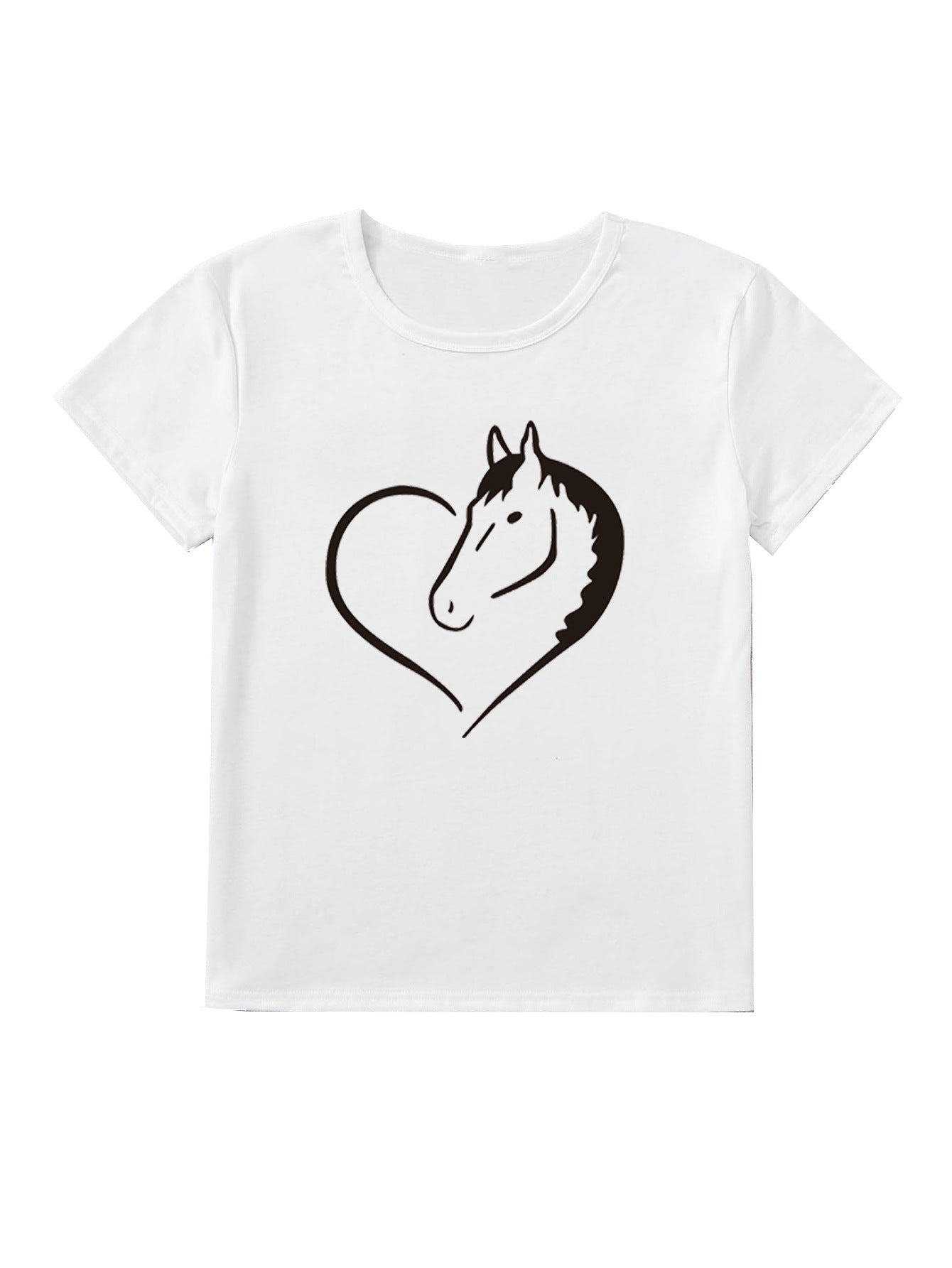 Heart Horse Pattern Short Sleeve Shirt