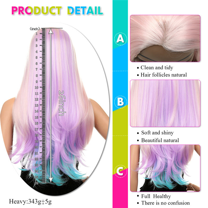 Gradient Color Inner Buckle Long Curly Hair