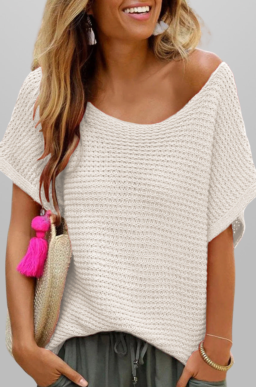 Round Neck Solid Color Sweater