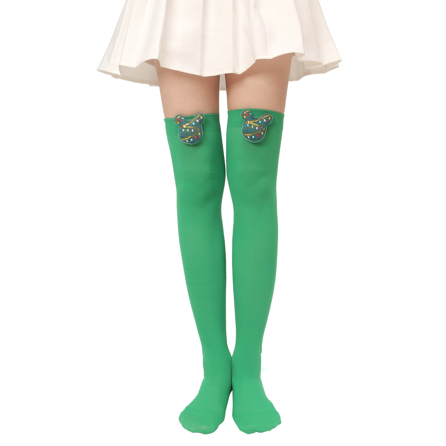 Christmas Plush Doll Knee Socks Bow Stockings