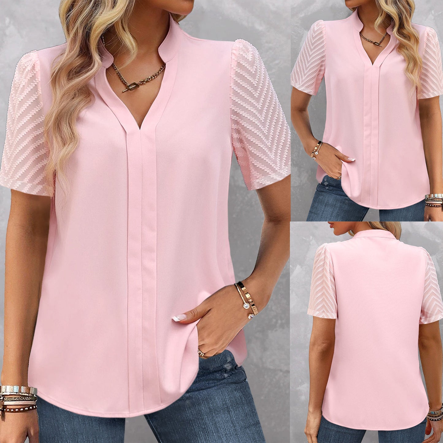 Casual Short Sleeve V-neck Shirt