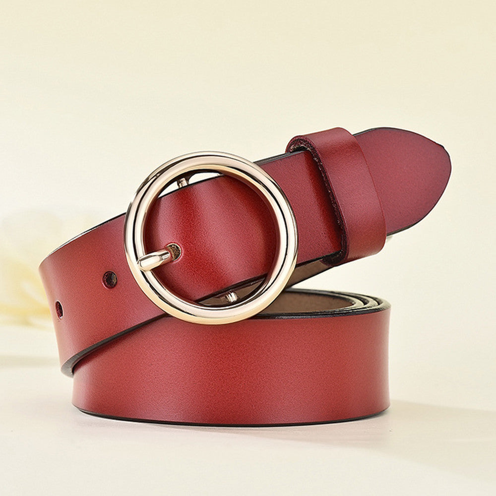 Leather Round Buckle Belt