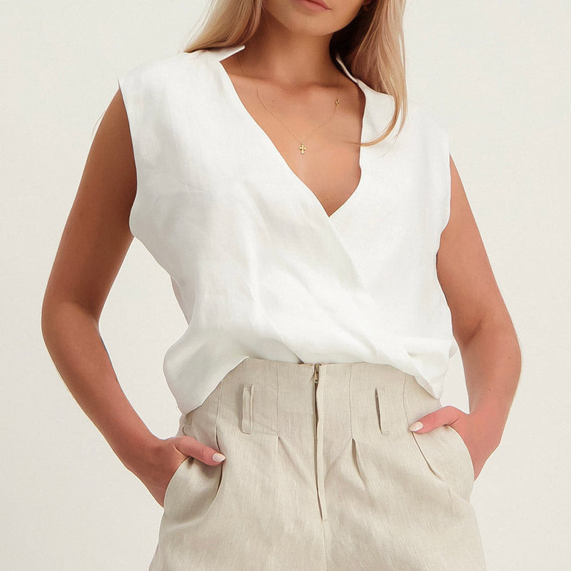 Sleeveless Fashion V-neck Shirt