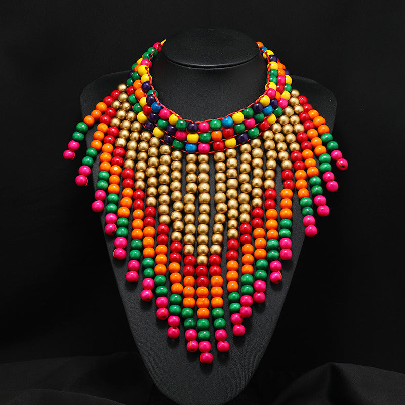 Colorful Wood Bead Necklace