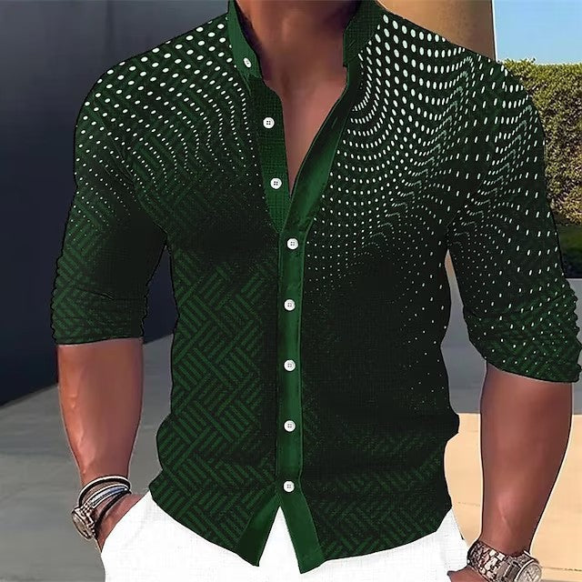 Men's Dizzy Multicolor 3D Digital Printed Round Neck Long Shirt