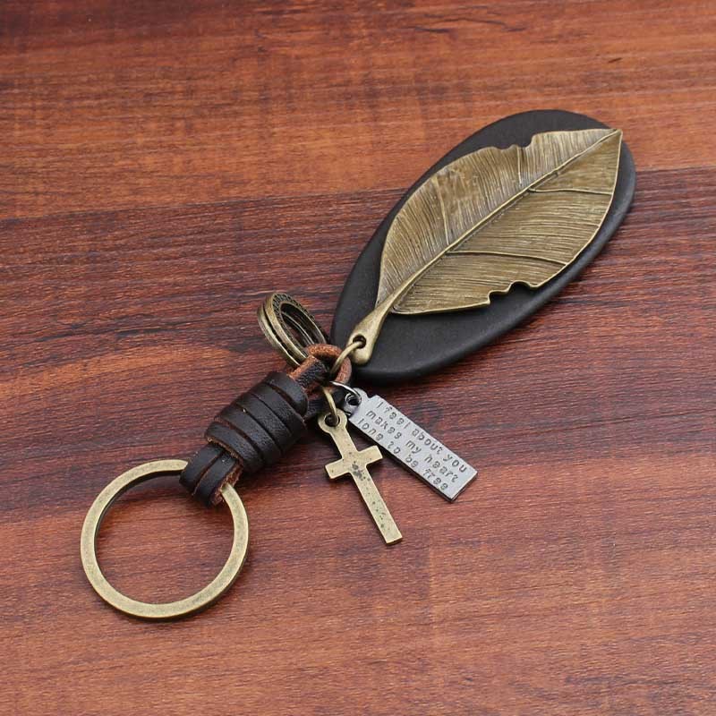 Cowhide Leaf Keychain