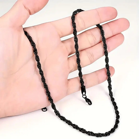 Black Twisted Chain Necklace.