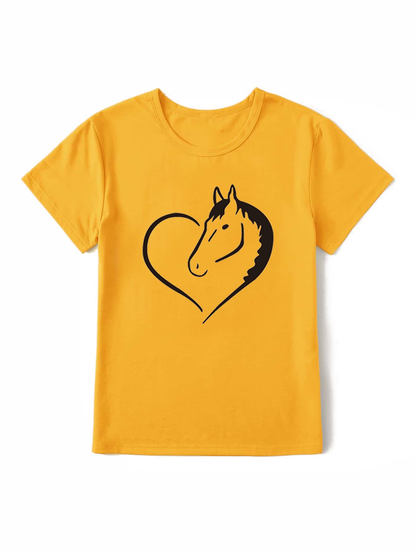 Heart Horse Pattern Short Sleeve Shirt