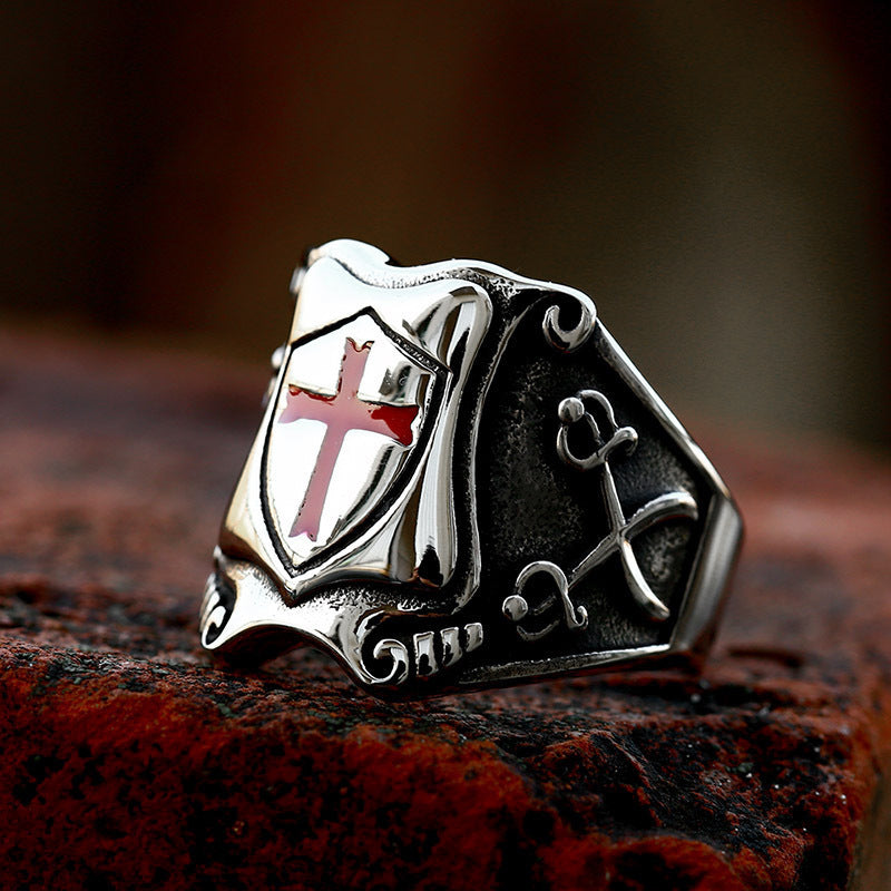 Stainless Steel Shield Cross Ring