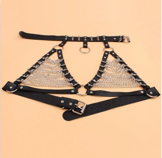 Pointed Rivet Collar Body Chain