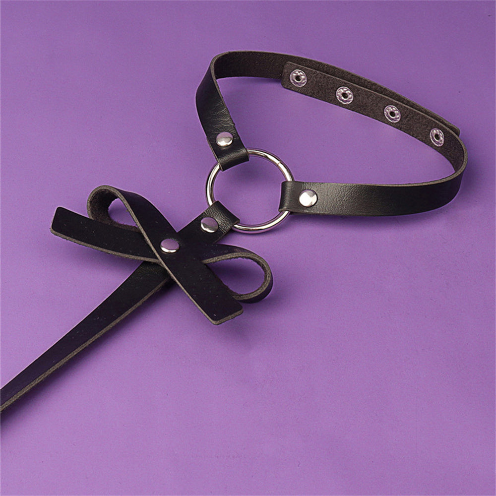 Sexy Ladies Bow Belt Choker One Strap Punk  Harness