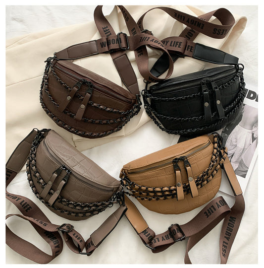 Wide Shoulder Strap Waist Fashion Bag