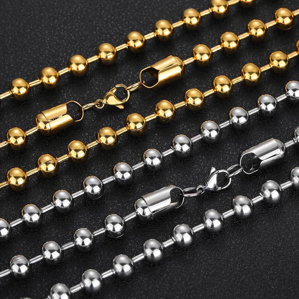 8mm Lobster Buckle Stainless Steel Ball Bead Chain Necklace