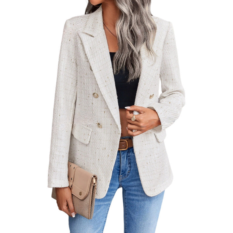 Double Breasted Tweed Suit Jacket