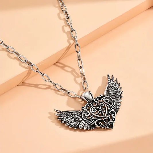 Angel Wings Heart Necklace.