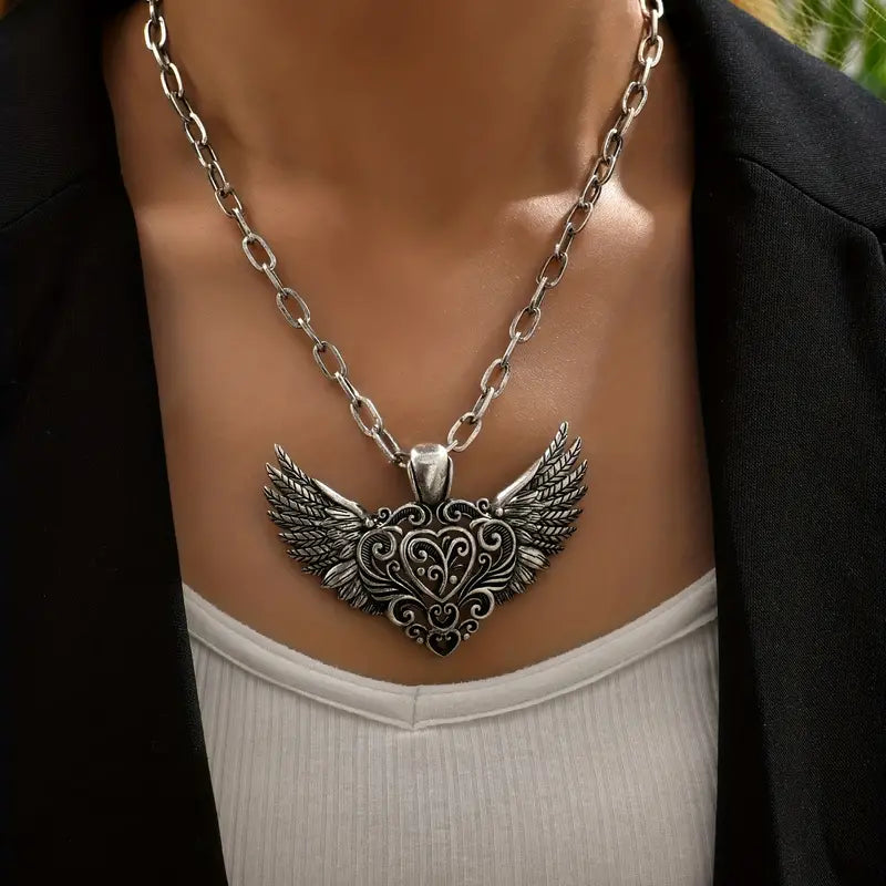 Angel Wings Heart Necklace.