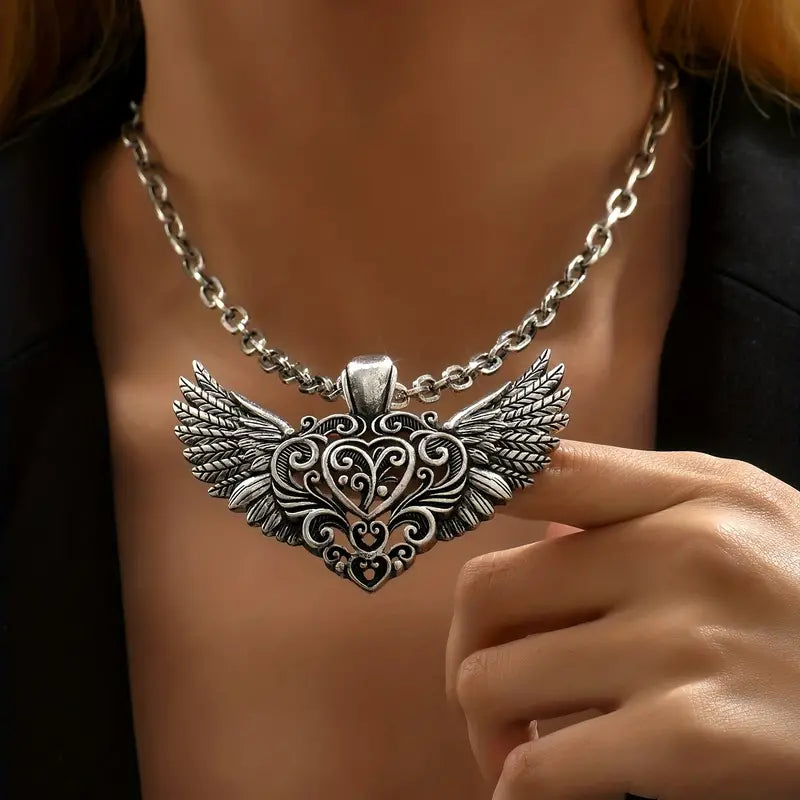 Angel Wings Heart Necklace.