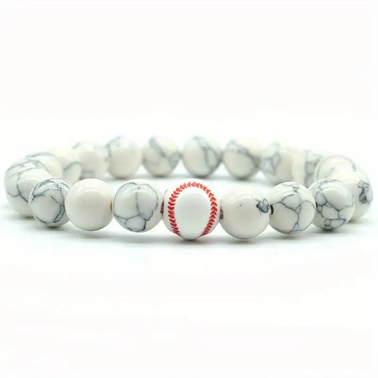 Baseball Stone Beaded Bracelet.