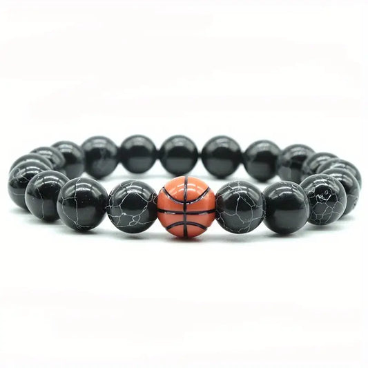 Basketball Stone Beaded Bracelet.