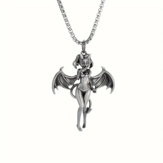 Bat Winged Devil Girl Necklace.