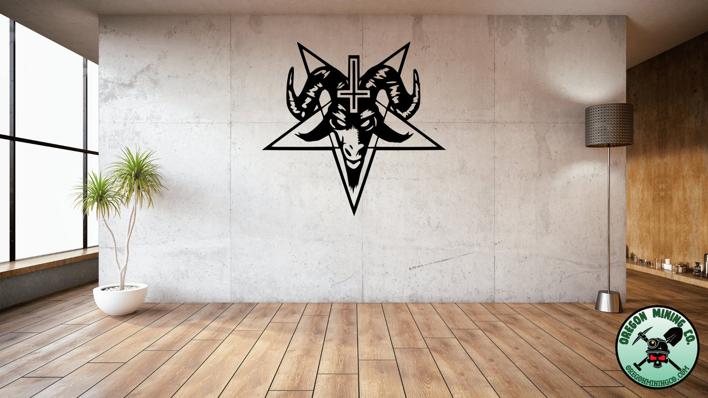 Baphomet Cross Goat, Vinyl Decal