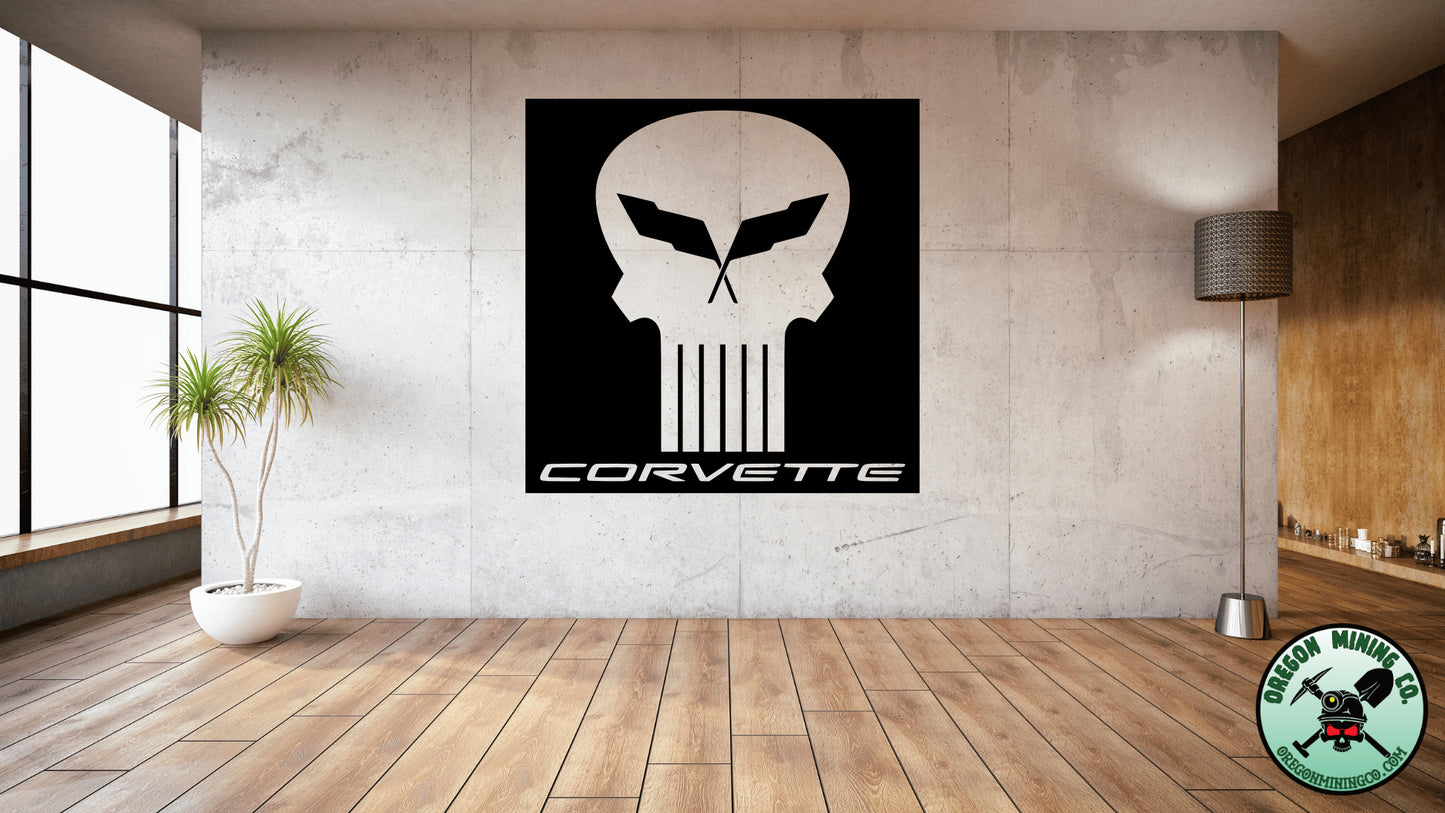 Chevrolet Corvette Skull, Auto Vinyl Decal