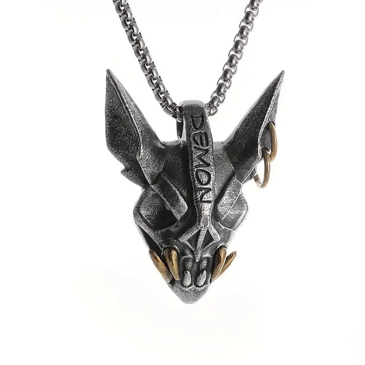 Demon Bat Head Pendant Necklace.