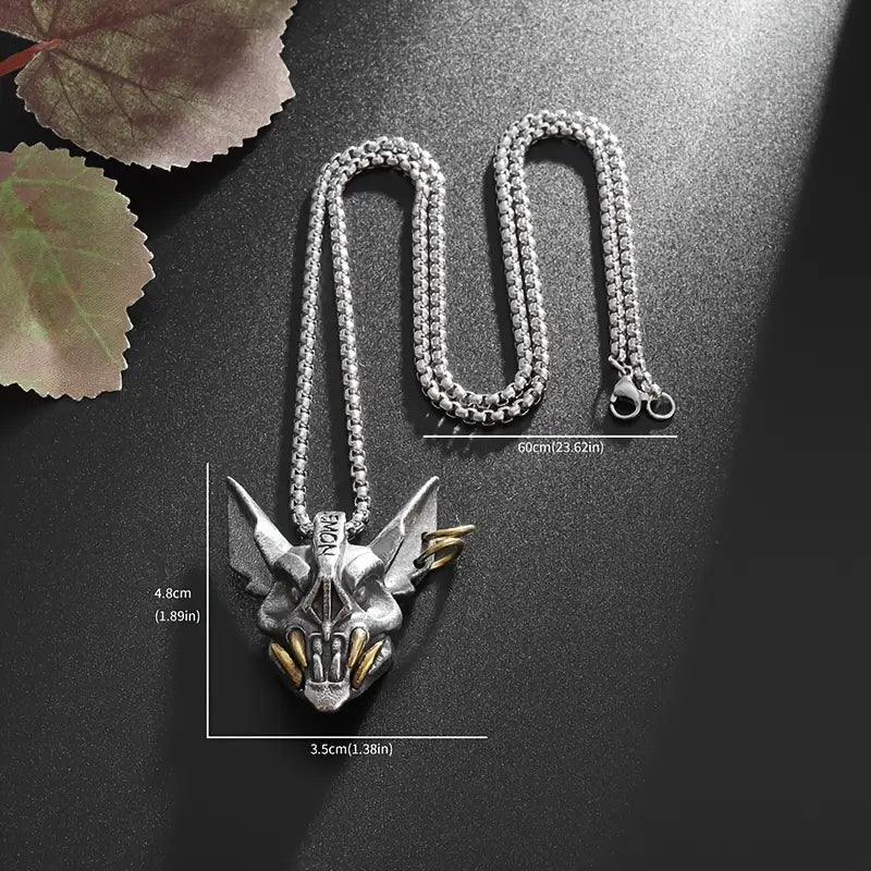 Demon Bat Head Pendant Necklace.