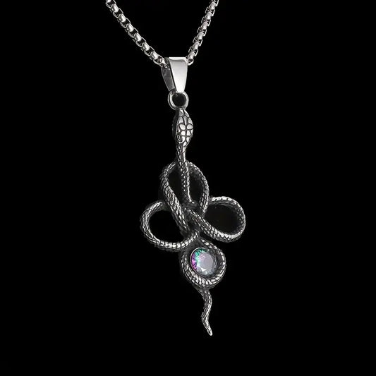 Guardian Snake with Zircon Gem Necklace.