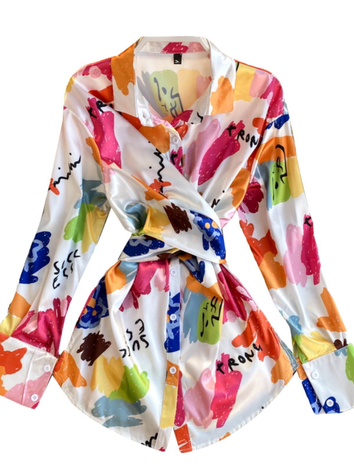 Irregular Tie-dyed Satin Shirt