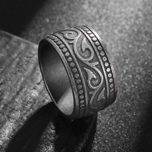 Men's Titanium Steel Totem Wide Ring