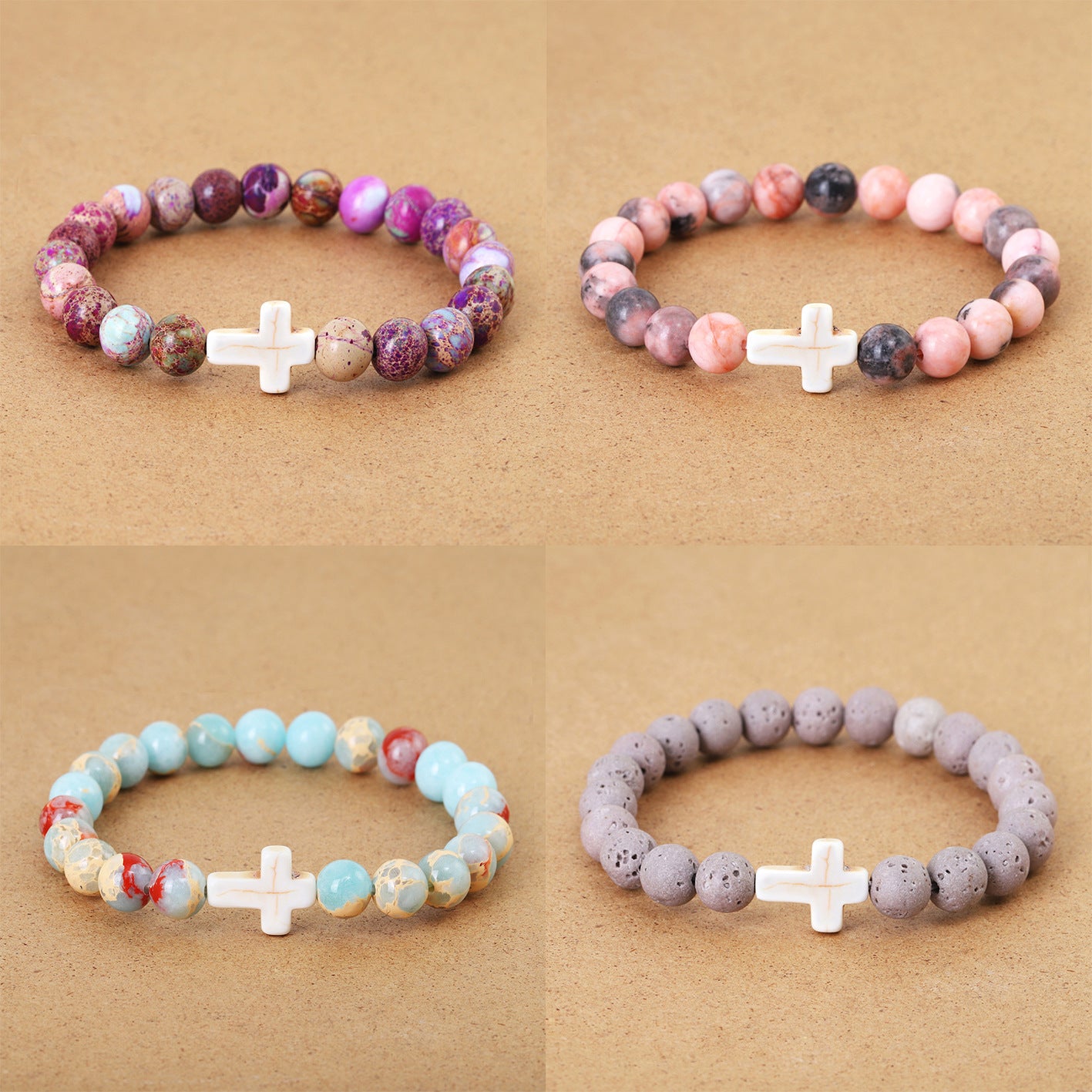 Mixed Color Cross Beaded Bracelet