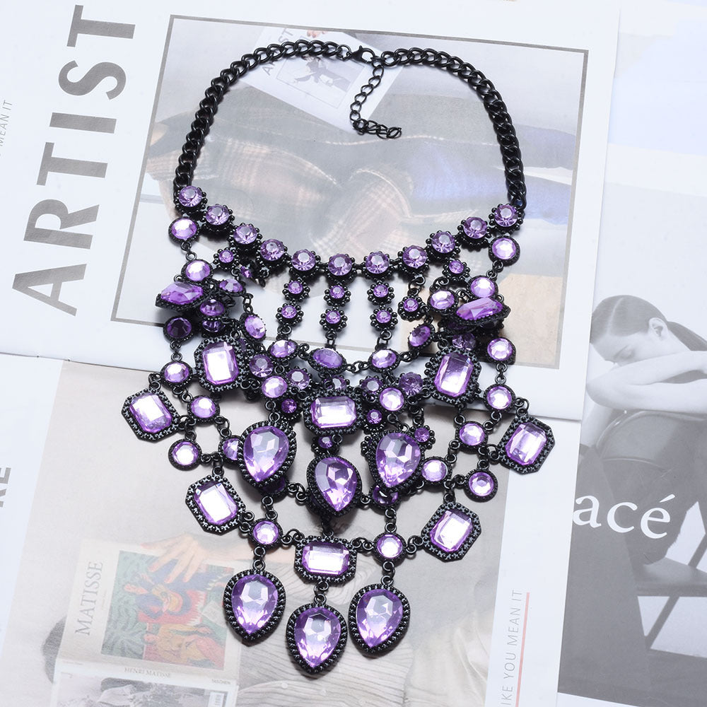 Multi-layer Style Alloy Inlaid Jewel Necklace