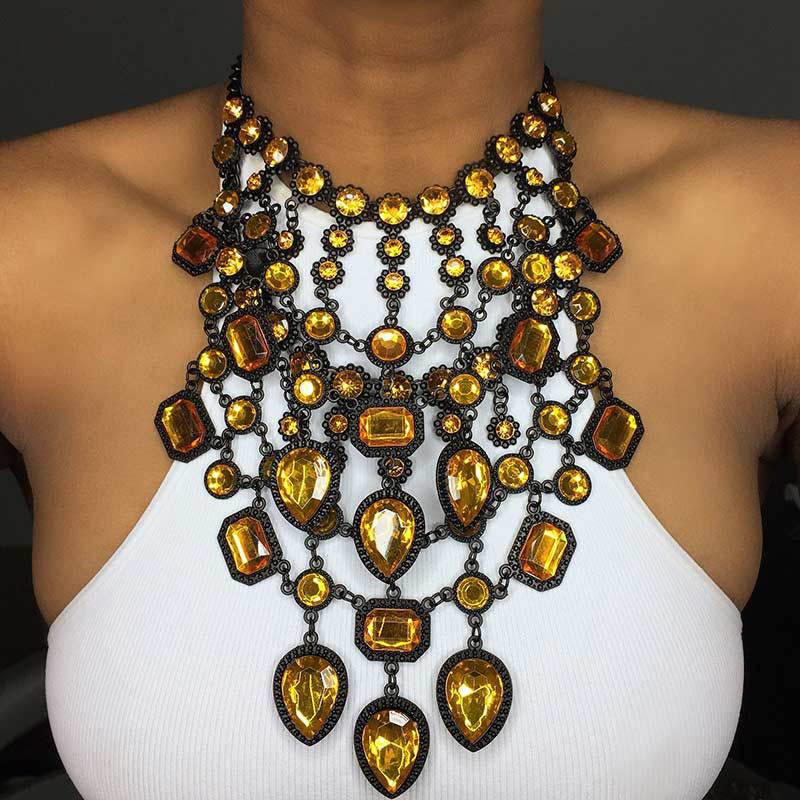 Multi-layer Style Alloy Inlaid Jewel Necklace