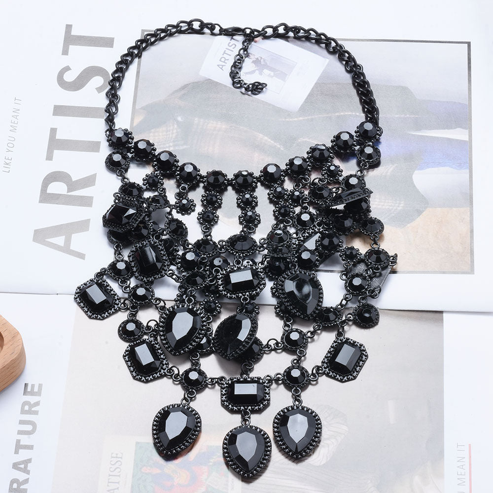 Multi-layer Style Alloy Inlaid Jewel Necklace