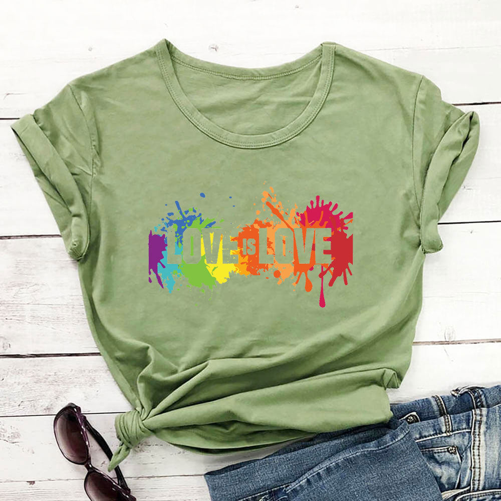 Love Is Love Letter Color Printed T-shirt