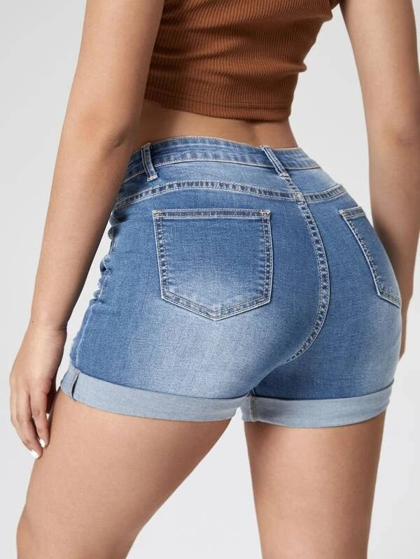 Women's Elastic Denim Shorts